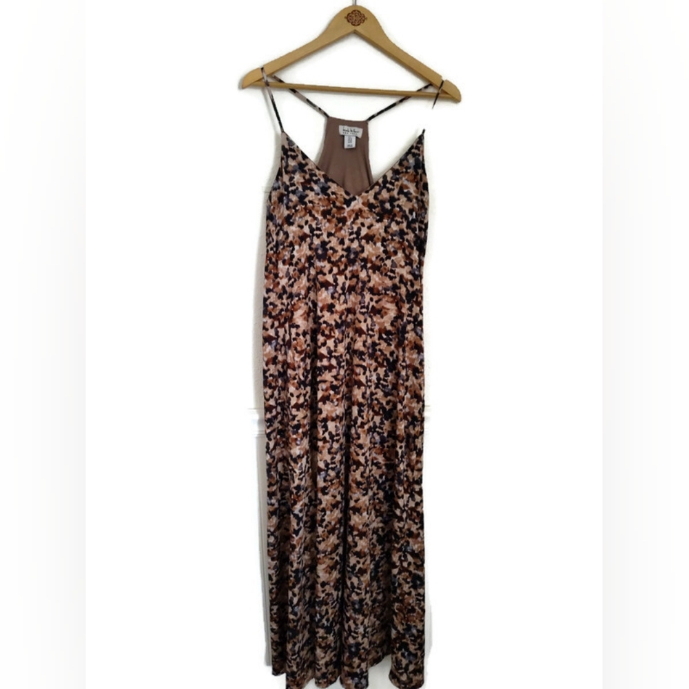 Nicole Miller Beautiful Artsy Spaghetti Straps Maxi Dress Size Large